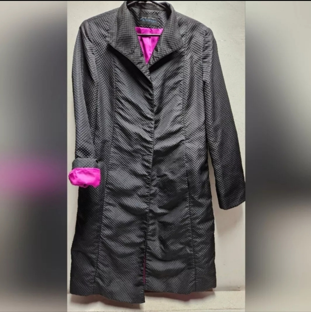 Jheri Richards Rainwear Black/Pink Water Repellent Jacket Coat Sz. 8 Womens